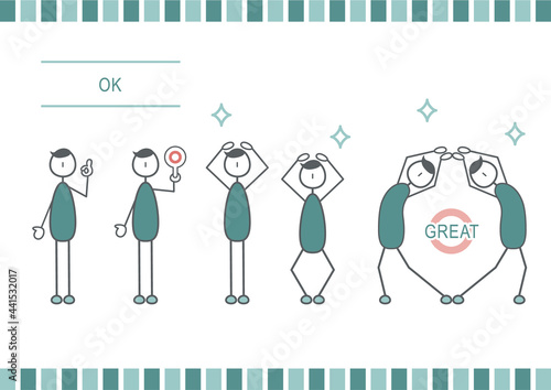 OKを出す短髪の人のアイコンセット