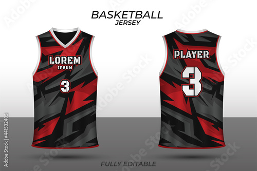 Basketball jersey design template. Uniform front and back. Sports jersey vector.