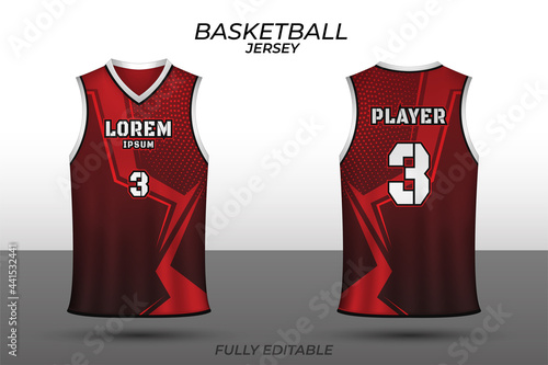 Basketball jersey design template. Uniform front and back. Sports jersey vector.