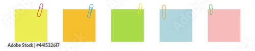 paper note yellow color sticky sticker with clip isolated vector on white background. office stationary reminder