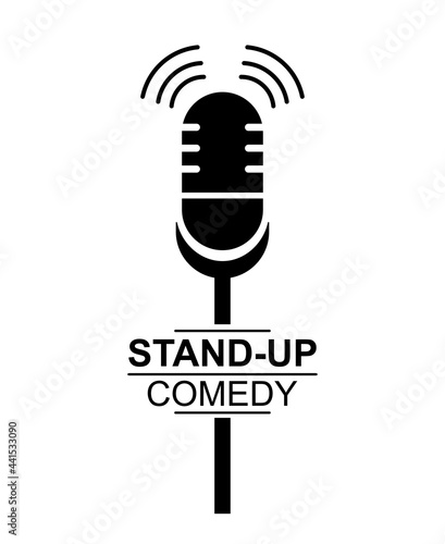 Stand up comedy black icon. Flat style vector