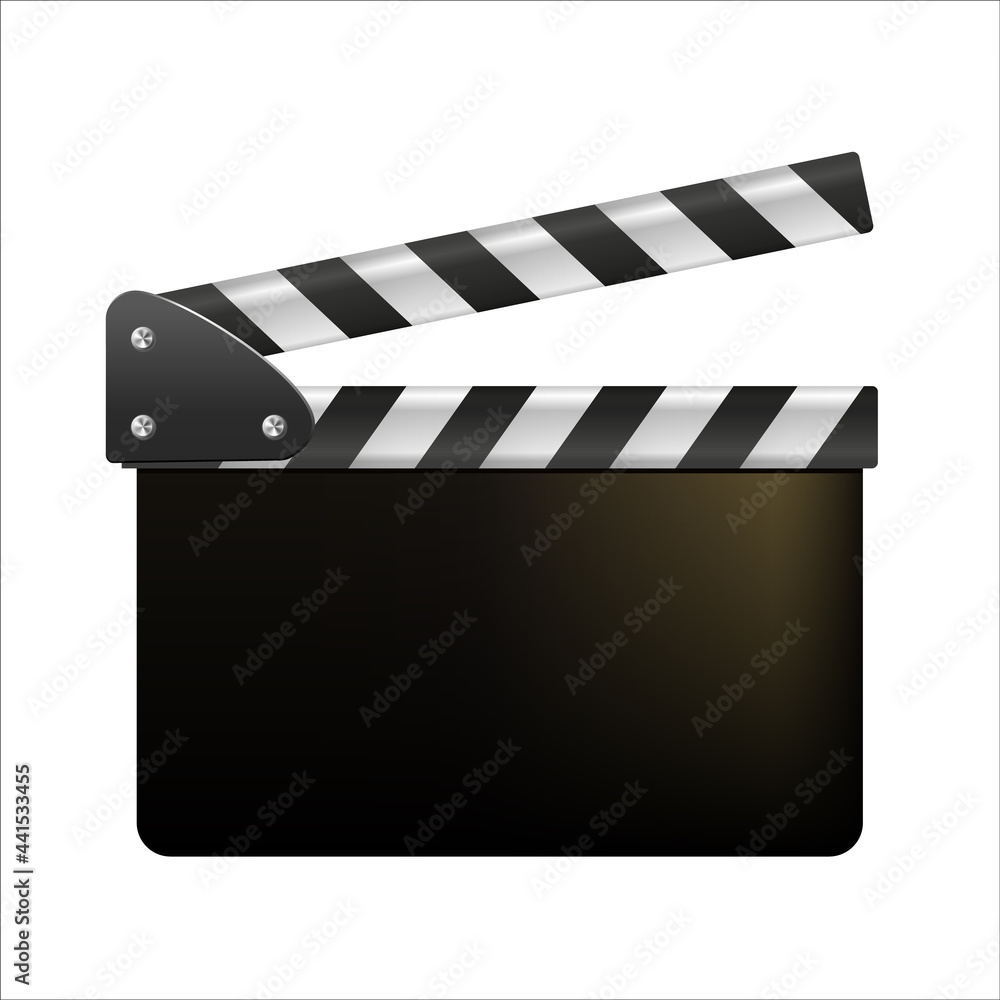 Film clappers boards isolated on white background. Blank movie clapper cinema. Vector movie clapper board EPS .