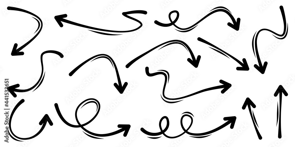 set of hand drawn arrows isolated on white background. for business infographic, banner, web and concept design.Vector doodle design elements. set of hand drawn arrows isolated on white background. for business infographic, banner, web and concept design.Vector doodle design elements.
