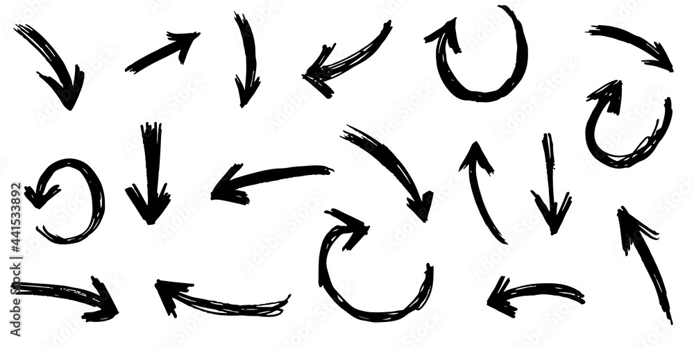 set of hand drawn arrows isolated on white background. for business infographic, banner, web and concept design.Vector doodle design elements. set of hand drawn arrows isolated on white background. for business infographic, banner, web and concept design.Vector doodle design elements.