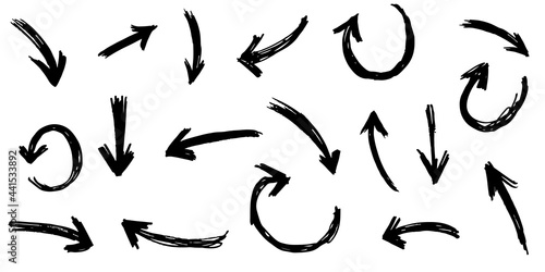 set of hand drawn arrows isolated on white background. for business infographic, banner, web and concept design.Vector doodle design elements.