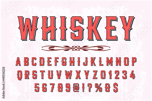 classic lettering, alphabet font, red and brown style background