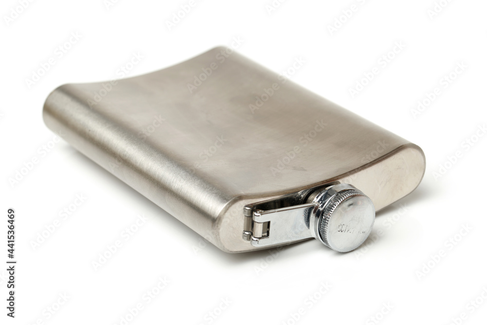 The metal flask isolated on a white background The metal flask isolated on a white background