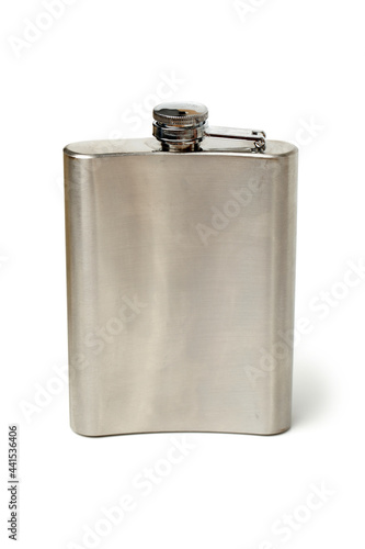 The metal flask isolated on a white background