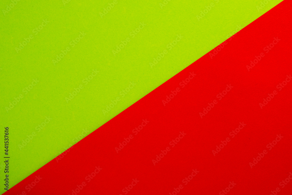 Green and red paper split half background use for background,wallpaper concept.
