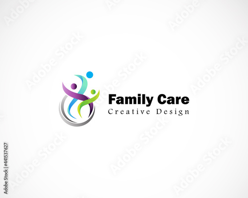 Family care logo creative concept people abstract