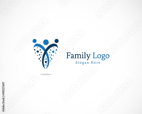 Family care logo creative concept people abstract heart