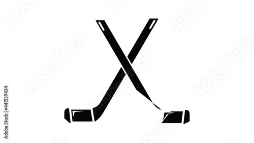 Two crossed hockey sticks icon animation simple best object on white photo