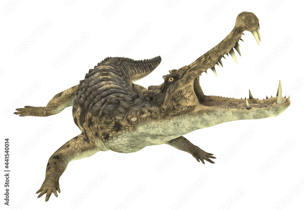 Prähistorisches Krokodil Kaprosuchus, Freisteller Prähistorisches Krokodil Kaprosuchus, Freisteller