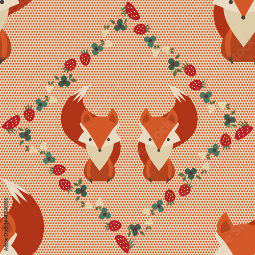 Lovely fox vector seamless repeat pattern print background photo