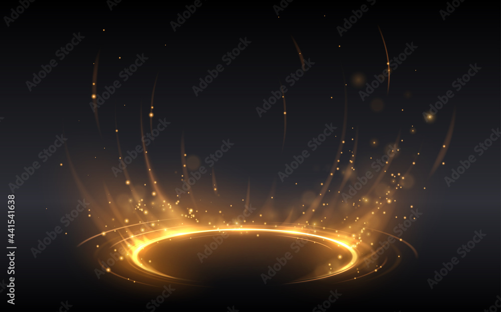 Abstract golden light circle effect Stock Vector | Adobe Stock