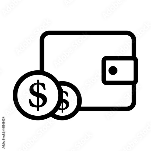 Two Golden Coins In Front Of Purse Icon