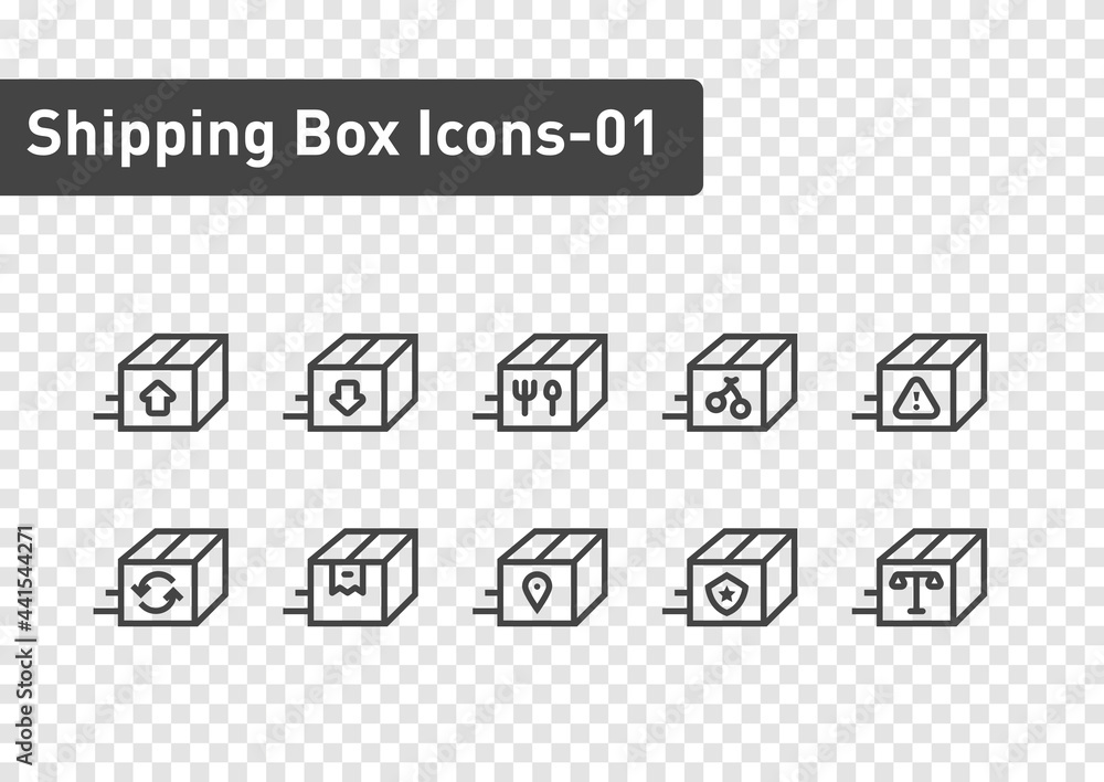 shipping box icon set isolated on transparency background ep01