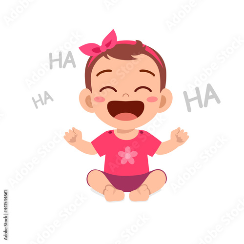 cute little baby girl show happy expression and laugh