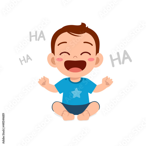 cute little baby boy show happy expression and laugh