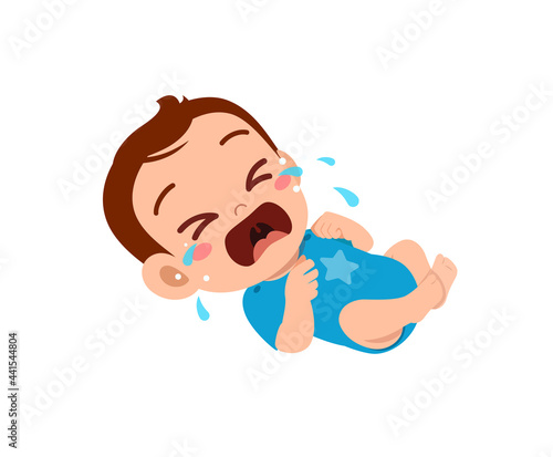 cute little baby boy show sad expression and cry