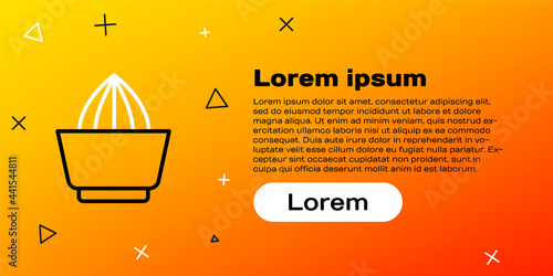 Line Citrus fruit juicer icon isolated on yellow background. Colorful outline concept. Vector