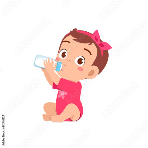 culte little baby girl drink milk from bottle