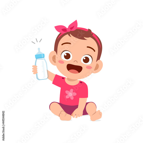 culte little baby girl drink milk from bottle
