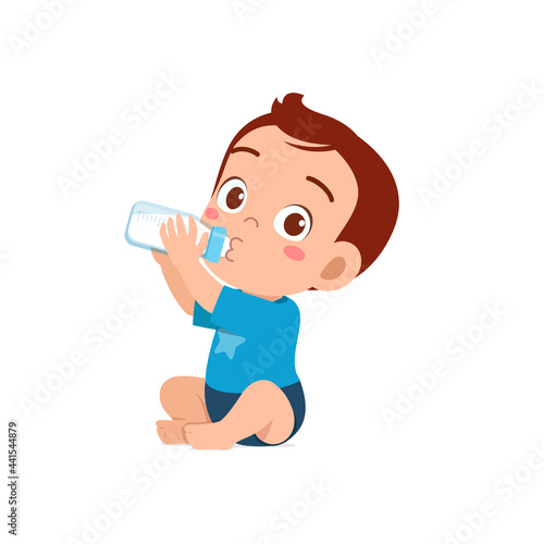 culte little baby boy drink milk from bottle