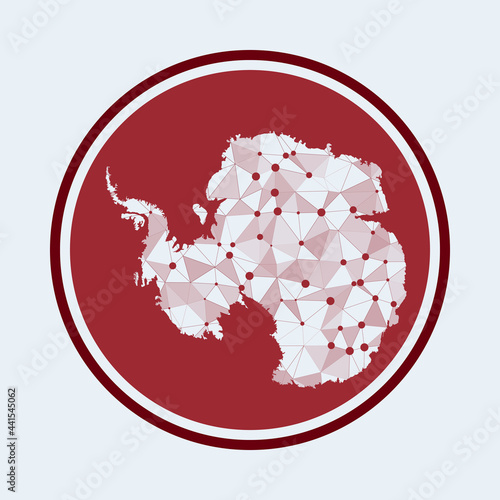 Antarctica icon. Trendy tech logo of the continent. Geometric mesh round design. Technology, internet, network, telecommunication concept. Vector illustration.