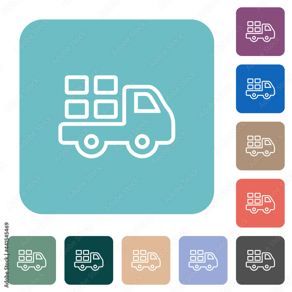 Transport outline rounded square flat icons Transport outline rounded square flat icons