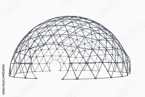Fotografija Spherical structured tent shell, just frame cut out on white bacground