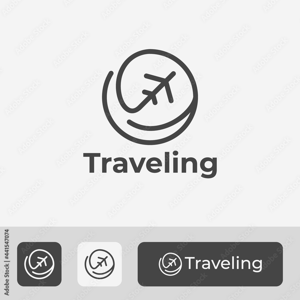 minimal travel logo icon design with mono line style airplane symbol illustration minimal travel logo icon design with mono line style airplane symbol illustration