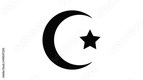 Star crescent symbol islam icon animation simple best object on white