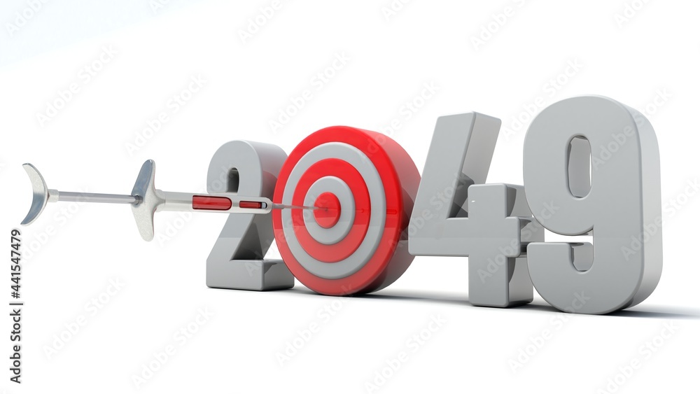 3D illustration of number 2049 with a syringe target concept 3D illustration of number 2049 with a syringe target concept