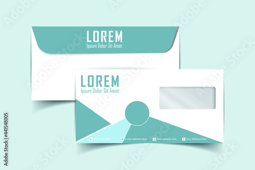 Envelope Design. DL Envelope design with front and back. Luxury, Modern, Elegant, Professional Minimalist Business DL Envelope design. Elements of Stationery. Vector illustration