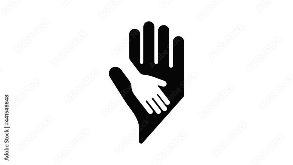 Caring hand icon animation simple best object on white Caring hand icon animation simple best object on white