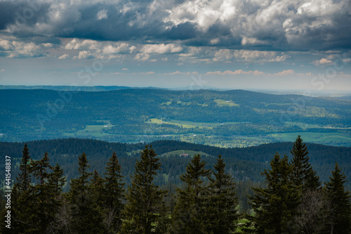 dramatic light over the hills of jura vaudoise near Col de Marchairuz