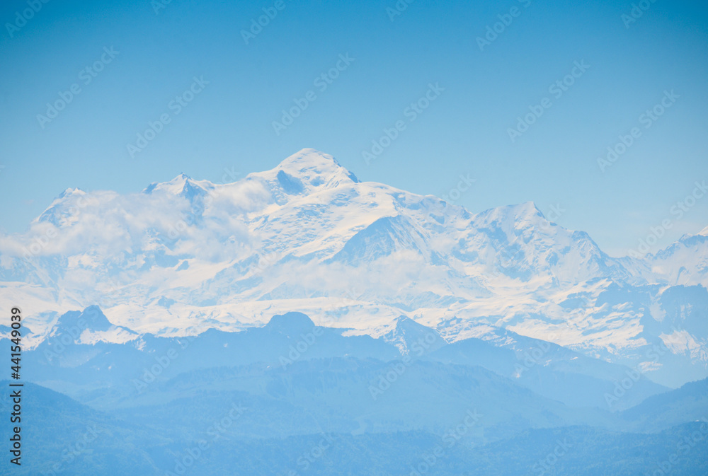 view of Mont Blanc from Swiss Jura