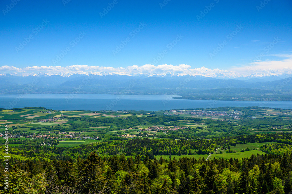 view of Lake Geneva seen from jura vaudoise