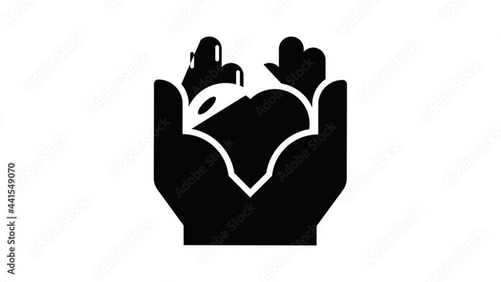 Hand heart icon animation simple best object on white Hand heart icon animation simple best object on white