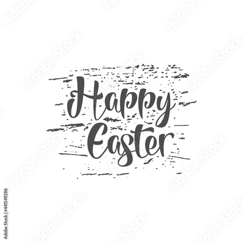 Easter grunge sign - Happy Easter. Easter wish overlay  lettering label design. Retro holiday badge. Hand lettered easter emblem. Isolated blurred background Easter photo overlays design for web print