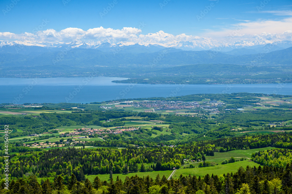 view of Lake Geneva seen from jura vaudoise