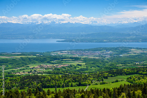 Fototapeta Naklejka Na Ścianę i Meble -  view of Lake Geneva seen from jura vaudoise