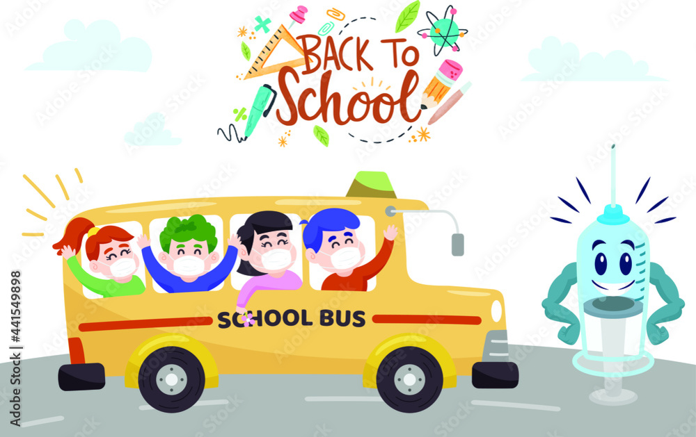 back to school 2021 children vaccinated on the school bus back to school 2021 children vaccinated on the school bus