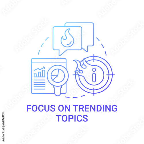 Focus on trending topics concept icon. Viral content abstract idea thin line illustration. Holding consumer interest. Creating better content for audience. Vector isolated outline color drawing