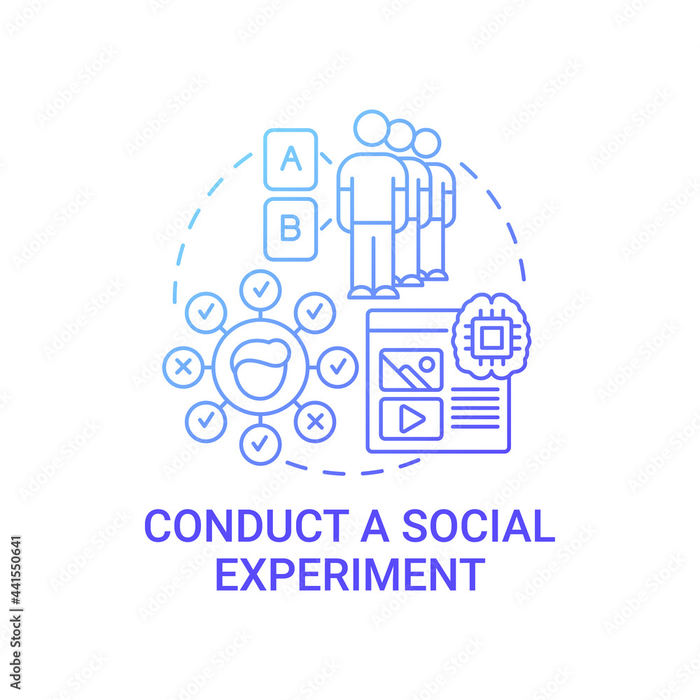 Conduct social experiments concept icon. Viral content method abstract idea thin line illustration. Data analysis. Identify effects and differences. Vector isolated outline color drawing