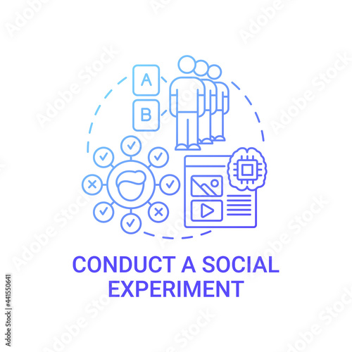 Conduct social experiments concept icon. Viral content method abstract idea thin line illustration. Data analysis. Identify effects and differences. Vector isolated outline color drawing