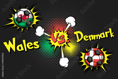 Soccer game Wales vs Denmark