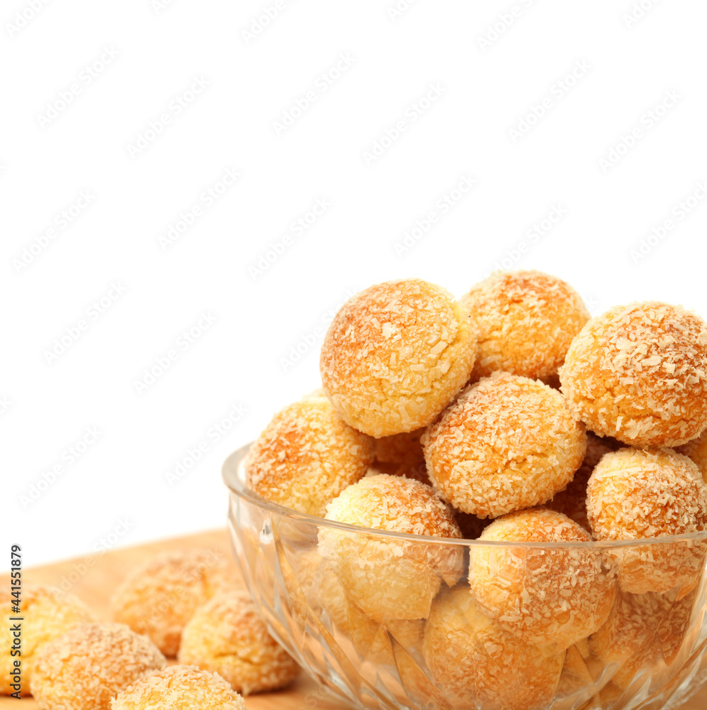 orange snowball cookies on the white background orange snowball cookies on the white background