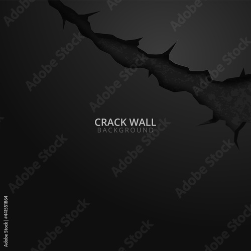 Cracked hole in the wall banner with space for text